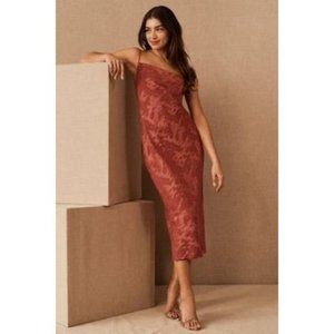 NEW Anthropologie Hutch Kinsey Midi Dress 6 Cowl Neck Red